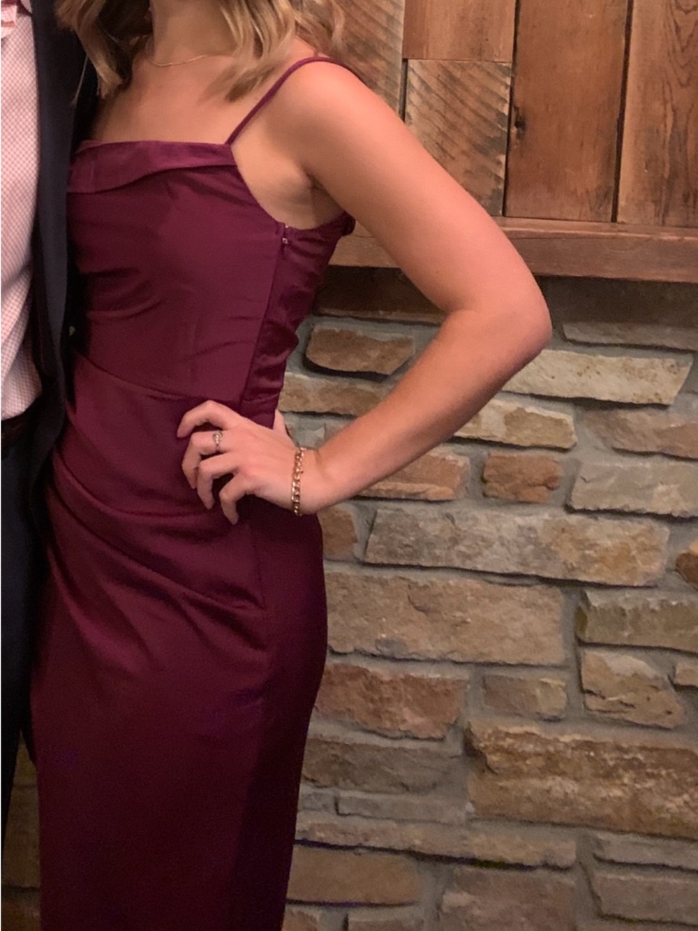 NWT Lulus Burgundy Spaghetti-Strap Evening Dress